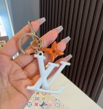 lv钥匙扣珐琅工艺Lv字母挂件 Pop Flower包和钥匙扣的魅力非常适合为皮革配饰增添标志性的色彩，其特点是金色金属钩环，点缀着充满活力的Lv首字母和会标花