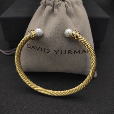 David Yurman 5Mm金色带钻珍珠手镯 建议适合佩戴的手围15-20Cm 编号Dysz-139