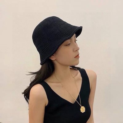 罗意威Loewe针织防晒透气水桶渔夫帽女夏韩版Ins显脸小遮脸盆帽适合圆脸