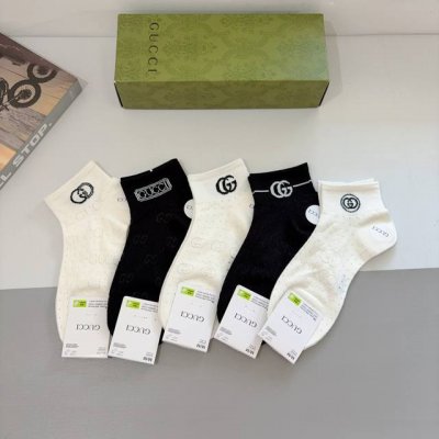 配包装 一盒5双 Gucci 古奇 新款竹棉短筒袜子Ins明星网红推荐火爆至极轻薄柔软透气，四季通用