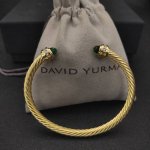 David Yurman 5Mm金色带钻深绿钻手镯 建议适合佩戴的手围15-20Cm 编号Dysz-136