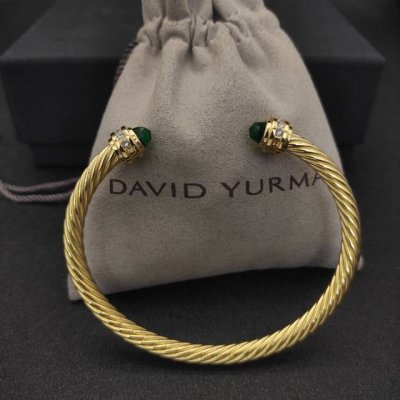 David Yurman 5Mm金色带钻深绿钻手镯 建议适合佩戴的手围15-20Cm 编号Dysz-136