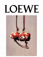 专柜图 佩戴图 -罗意威Loewe 毛毡和牛皮革小浣熊挂饰 挂件