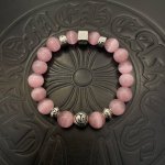 180 新款 专柜品质 Chrome Hearts克罗心 经典复古粉色猫眼石多元素手链手串凹凸造型不同的花纹设计风格呈现出与众不同 十字架童军花是克罗心的标志