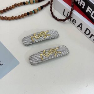 配包装 一对 Ysl 圣罗兰 新款水钻侧边夹 气质发夹Bb夹、经典字母Logo边夹刘海夹发饰， 高级感日韩幻彩少女简约百搭款！