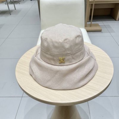 路易威登棒球帽 Louisvuitton赫风褶皱云纱渔夫帽子女夏季新款薄款透气显脸小气质大檐太阳帽