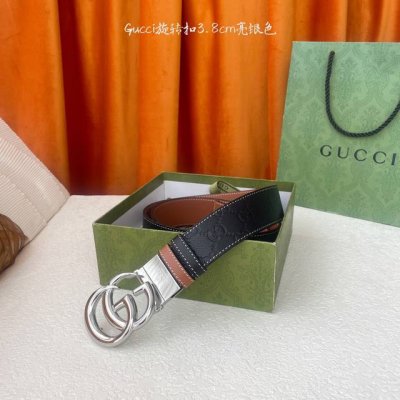 gucci新款压花腰带 一面经典压花一面进口平纹 搭配专柜精品旋转扣 两面可用 宽3.8Cm