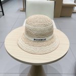 Chanel彩色草编渔夫帽女夏季日系显脸小百搭草帽沙滩遮阳防晒太阳帽子潮
