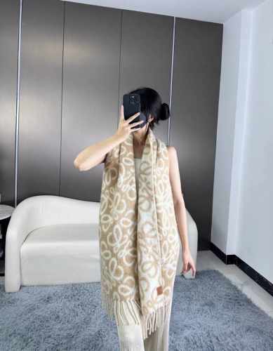 对版高品质到货！上新！2024年爆款到货！Loewe罗意威新品羊毛马海毛围巾 初秋女孩老钱风超嗲穿搭，初秋色真的好搭大地色温柔又耐看，超高颜值，梦幻配色羊毛+马
