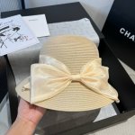 120￥P Chanel香奈儿草帽，蝴蝶结盆帽，名媛风Pp草帽，头围57Cm