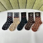 特 配专柜包装 Gucci 古驰 新款金丝中长款堆堆袜袜子！一盒五双，专柜同步筒袜袜子，大牌出街，潮人必备超好搭