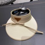 p80 普拉达Prada2024新款春夏季防晒透气纯色简约空顶帽女遮阳
