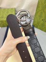 gucci 新款专柜同步双面可用腰带，进口原厂头层牛皮，转动扣头五金，宽度3.8Cm白配枪大小能自行裁剪 顶级