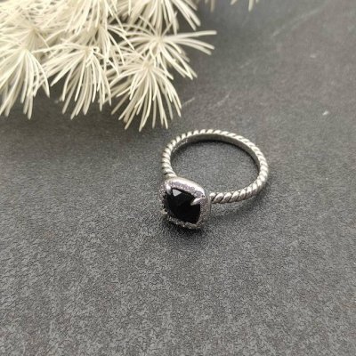 david Yurman 四爪四方钻戒指，黑钻款 尺寸：美号，6-7-8-9，四个号 编号Dyjz-074