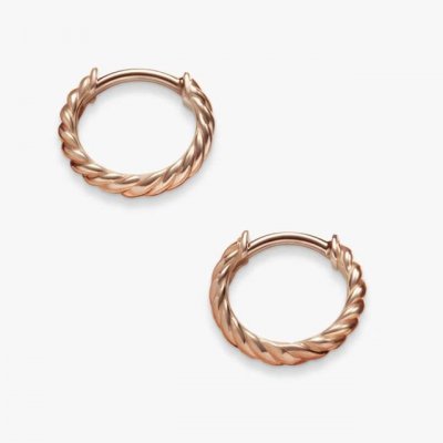 david Yurman 玫瑰金色11Mm电缆微抱耳环 编号 Dyeh-123