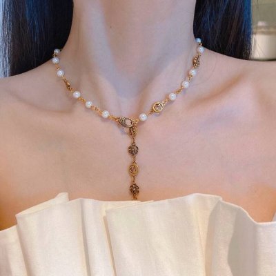 编号Gxl0028项链 编号Gsl0039手链 gucc Choker 古奇复古花朵字母珍珠项链 高级定制