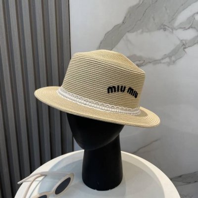 Miumiu 缪缪 蕾丝边平顶草帽 百搭不挑脸型 平沿相对不遮挡视线 更加实用 日常和旅行都好戴 Ins风 特别上相 内有调节带