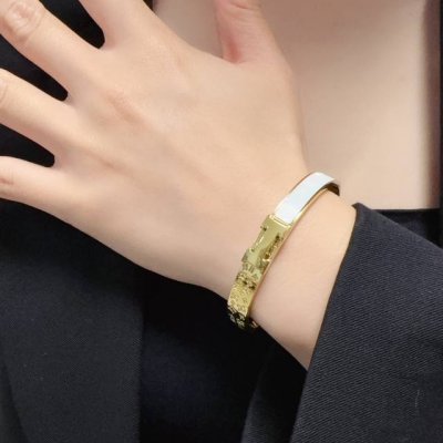 新款 爱马仕Hermes黄金色白色手镯手链超重工Bling Bling，颜色搭配得非常好高级感 女神气质高端 精钢材质不过敏不褪色。一比一精美工艺，经典至极的魅