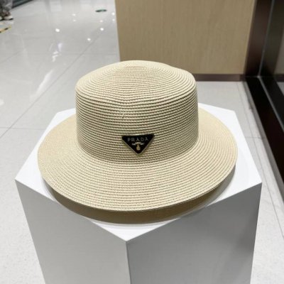 prada普拉达 草帽 名媛风盆帽 进口高级细草制作 高端定制 头围57Cm