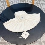 爱马仕hermes2024春夏新款珍珠大檐国风刺绣渔夫帽女户外出游沙滩帽防晒遮阳帽