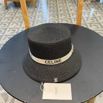 Celine赛琳新款平顶草帽 纯手工钩织 高级定制 库存多 头围57Cm