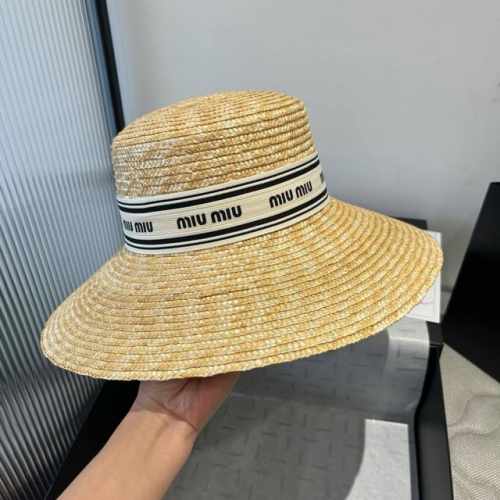 miumiu缪缪新款麦秆草盆帽 头围57Cm