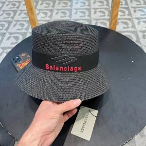 Balenciaga 巴黎世家 2025早春新款韩版休闲时尚 质地硬朗 手感非常好 名媛必备 遮阳帽女镂空草帽防紫外线大檐遮脸防晒太阳渔夫帽