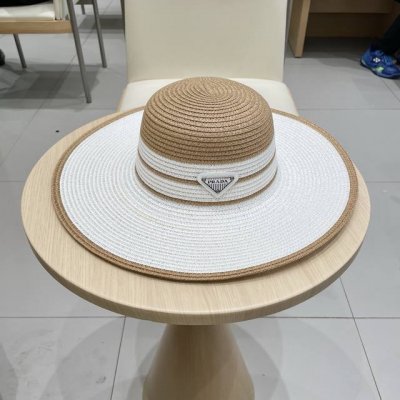 prada普拉达 2025新款大沿织带款草帽 旅行必备 超好搭配 赶紧入手