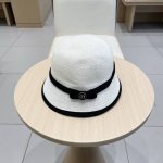 迪奥Dior撞色蝴蝶结渔夫帽子女夏季防晒草帽海边度假沙滩帽遮阳盆帽