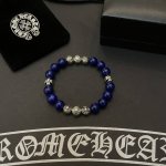 180 新款 专柜品质 Chrome Hearts克罗心 经典复古蓝紫猫眼石*多元素手链 凹凸造型不同的花纹设计风格呈现出与众不同 十字架童军花是克罗心的标志