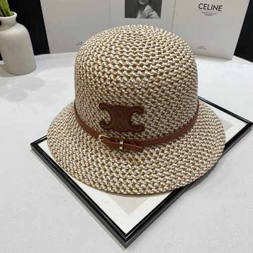 特价 配防尘袋 Celine赛琳 2025新款草编皮带沙滩帽草帽 度假休闲必备 优雅大方的一款