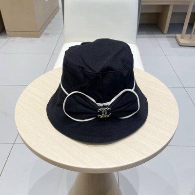 Chanel香奈儿蝴蝶结渔夫帽子女夏天时尚百搭遮阳帽显脸小可折叠盆帽出游太阳帽
