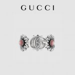 Gucci 纯银Gg复古做旧粉色小雏菊戒指 古驰戒指 高版本 S925纯银材质 原版Logo 码数 6-11