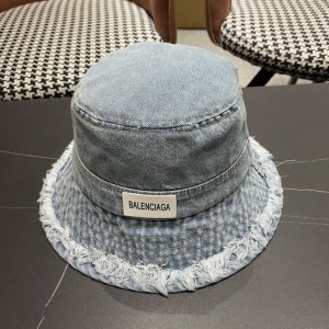 Balenciaga巴黎世家潮新款 潮毛边牛仔渔夫帽女春秋季复古水洗直筒帽 显脸时尚盆帽帽