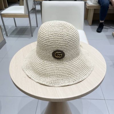 Gucci古奇帽子女夏天韩版小沿草帽遮阳渔夫帽日系蝴蝶结防晒百搭可折叠盆帽