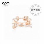 apm Monaco玫瑰金灵动转运圈指环韩国气质交叉三环戒指女 转运戒指，幸运小仙女必备，一样材质做工，镶嵌锆石P分美码6-7-8-9号