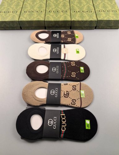 特 配专柜包装 Gucci 古驰 新款船袜隐形袜堆堆袜袜子！一盒五双，专柜同步筒袜袜子，大牌出街，潮人必备超好搭