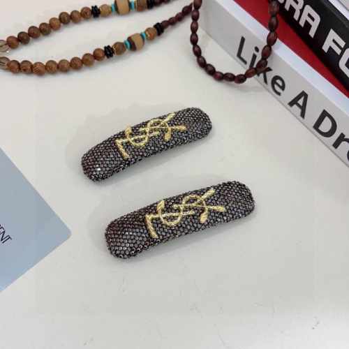 配包装P70 （一对） ysl 圣罗兰 新款水钻侧边夹 气质发夹Bb夹、经典字母Logo边夹刘海夹发饰， 高级感日韩幻彩少女简约百搭款！