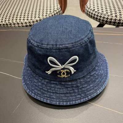 香奈儿Chanel夏季新款欧美简约时尚牛仔渔夫帽遮阳防晒防紫外线太阳帽子