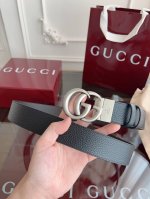 Gucci 627055 Cao2N 双面进口荔枝纹牛皮 宽度3.7Cm 复古Gg旋转扣[原单精品扣] 双面可用 可裁剪