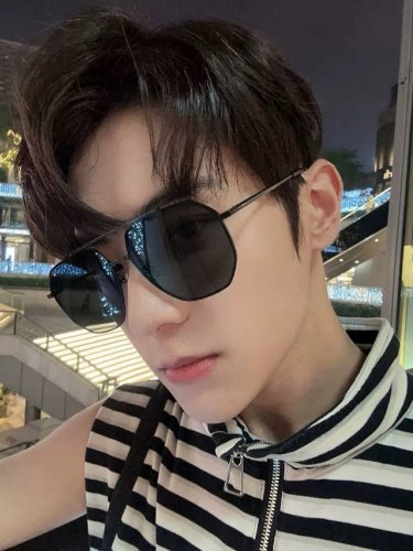 Lv 男款炫彩飞行员偏光太阳镜 材质 高清尼龙加厚卡槽高清偏光镜片 无边框镜架颜型号 L18904