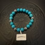 新款 专柜品质 Chrome Hearts克罗心 经典复古多元素绿松石手链 手串，凹凸造型不同的花纹设计风格 呈现出与众不同 十字架 童军花是克罗心的志 所以更