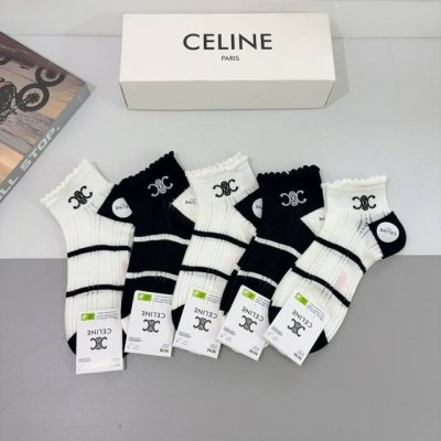 配包装 一盒5双 celine 赛琳 新款船袜 竹棉面料 专柜同步短筒袜子 大牌出街 潮人必备超好搭