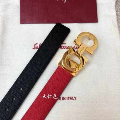 ferragamo 25Mm金属Gancio双扣 女士双面牛皮 质感十足 独特复古风格 时髦中带着随性和酷感 .支持芯片扫码