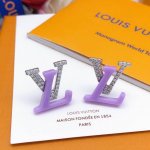 编号Led0090 Lv*最新款紫色树脂镶钻耳钉 一致Zp黄铜材质