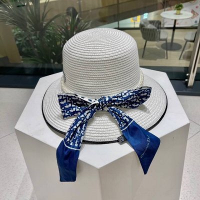 Dior迪奥新款草帽 蝴蝶结飘带 名草帽 头围57Cm