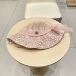 Chanel香奈儿珍珠蕾丝花朵渔夫帽子女春夏季蝴蝶结海边度假草帽草编遮阳帽