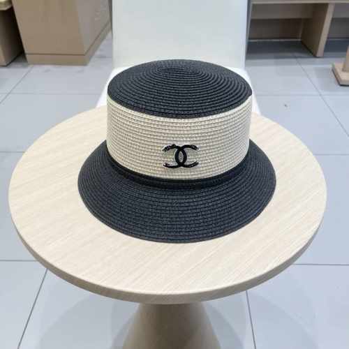 p80 Chanel香奈儿草帽，拼色盆帽，名媛风Pp草帽，头围57Cm