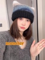 Monvler拼色条纹百搭毛绒针织帽子女秋冬保暖显脸小包头帽网红休闲毛线帽