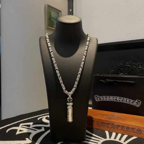 180 新款 专柜品质 Chrome Hearts克罗心 经典复古竹节项链 克罗心圆柱吊坠 凹凸造型不同的花纹设计风格 呈现出与众不同 十字架 童军花是克罗心的